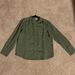 Draped button down shirt in twill